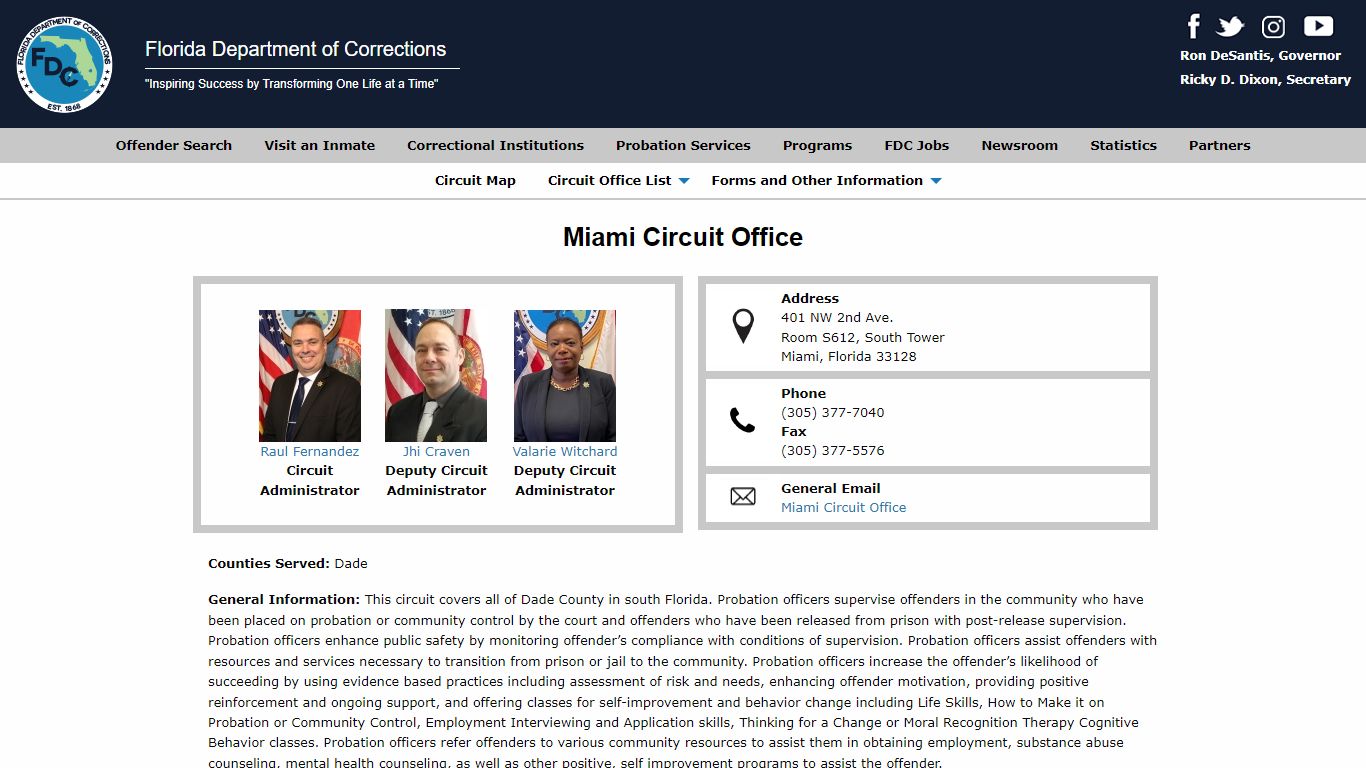 Miami Circuit Office -- Florida Department of Corrections